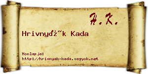 Hrivnyák Kada névjegykártya